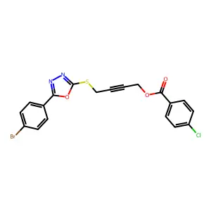 4-[[5-(4-bromophenyl)-1,3,4-oxadiazol-2-yl]sulfanyl]but-2-ynyl 4-chlorobenzoate structure