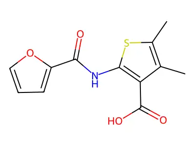 2-(2-Furylcarbonylamino)-4,5-dimethylthiophene-3-carboxylic acid structure