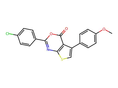 2-(4-chlorophenyl)-5-(4-methoxyphenyl)-4H-thieno[2,3-d][1,3]oxazin-4-one structure