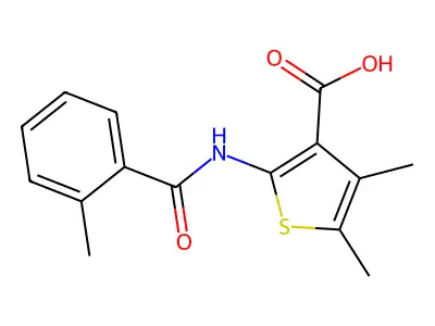 4,5-Dimethyl-2-[(2-methylbenzoyl)amino]-3-thiophenecarboxylic acid structure