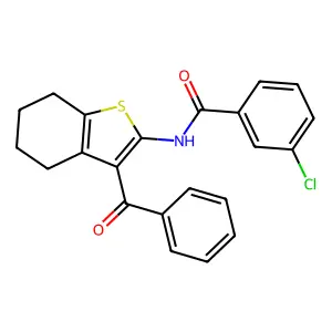 N-(3-benzoyl-4,5,6,7-tetrahydro-1-benzothiophen-2-yl)-3-chlorobenzamide structure