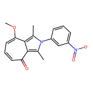 8-methoxy-1,3-dimethyl-2-(3-nitrophenyl)cyclohepta[c]pyrrol-4(2H)-one structure