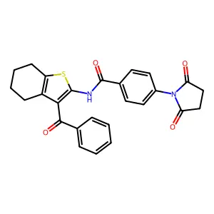 N-(3-benzoyl-4,5,6,7-tetrahydro-1-benzothiophen-2-yl)-4-(2,5-dioxopyrrolidin-1-yl)benzamide structure