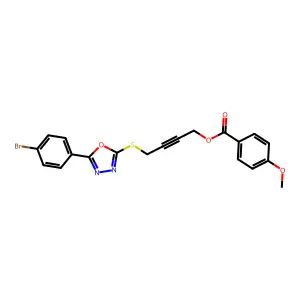 4-[[5-(4-Bromophenyl)-1,3,4-oxadiazol-2-yl]sulfanyl]but-2-ynyl 4-methoxybenzoate structure