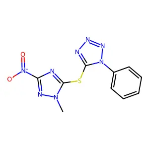 5-[(2-Methyl-5-nitro-1,2,4-triazol-3-yl)sulfanyl]-1-phenyltetrazole structure