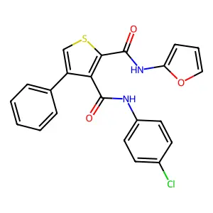 N~3~-(4-chlorophenyl)-N~2~-(furan-2-yl)-4-phenylthiophene-2,3-dicarboxamide structure