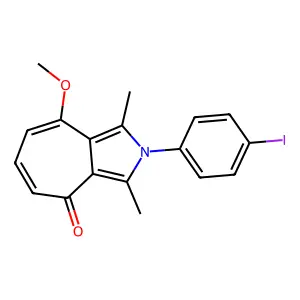 2-(4-iodophenyl)-8-methoxy-1,3-dimethylcyclohepta[c]pyrrol-4(2H)-one structure