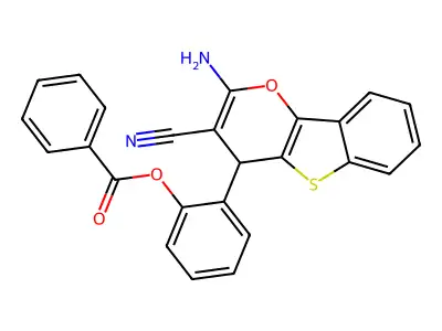 2-(2-amino-3-cyano-4H-[1]benzothieno[3,2-b]pyran-4-yl)phenyl benzoate structure