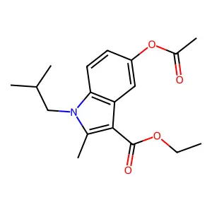 Ethyl 5-acetyloxy-2-methyl-1-(2-methylpropyl)indole-3-carboxylate structure