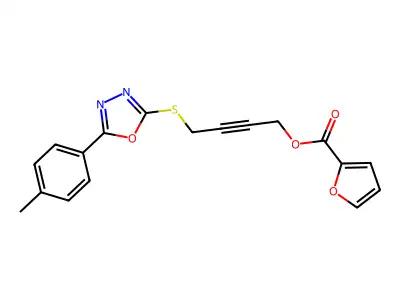 4-[[5-(p-Tolyl)-1,3,4-oxadiazol-2-yl]sulfanyl]but-2-ynyl furan-2-carboxylate structure