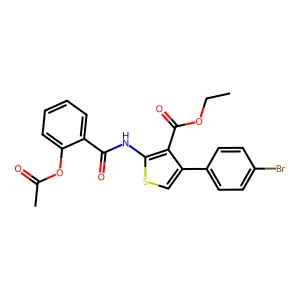 Ethyl 2-[(2-acetyloxybenzoyl)amino]-4-(4-bromophenyl)thiophene-3-carboxylate structure