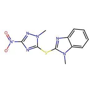 1-Methyl-2-[(2-methyl-5-nitro-1,2,4-triazol-3-yl)sulfanyl]benzimidazole structure