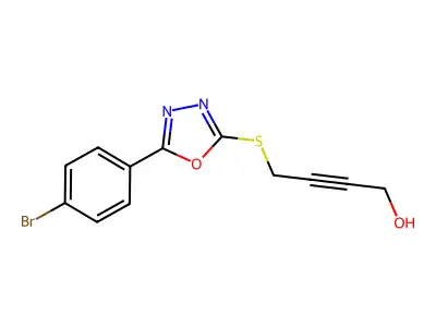 4-[[5-(4-Bromophenyl)-1,3,4-oxadiazol-2-yl]sulfanyl]but-2-yn-1-ol structure