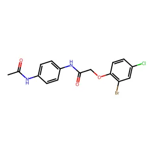 N-(4-acetamidophenyl)-2-(2-bromo-4-chlorophenoxy)acetamide structure