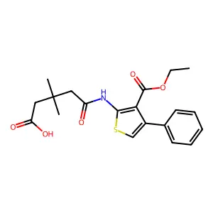 5-((3-(ethoxycarbonyl)-4-phenylthiophen-2-yl)amino)-3,3-dimethyl-5-oxopentanoic acid structure