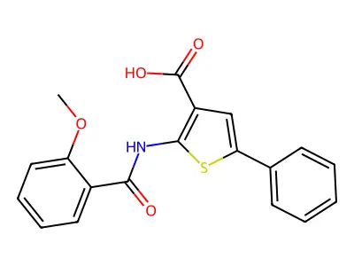 2-(2-Methoxybenzamido)-5-phenylthiophene-3-carboxylic acid structure