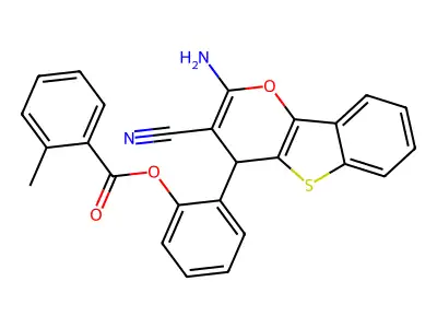 2-(2-amino-3-cyano-4H-[1]benzothieno[3,2-b]pyran-4-yl)phenyl 2-methylbenzoate structure