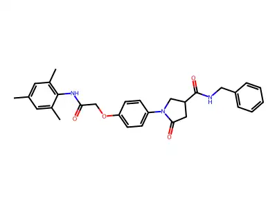 N-benzyl-5-oxo-1-[4-[2-oxo-2-(2,4,6-trimethylanilino)ethoxy]phenyl]pyrrolidine-3-carboxamide structure