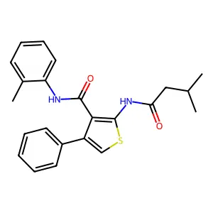 2-(3-methylbutanoylamino)-N-(2-methylphenyl)-4-phenylthiophene-3-carboxamide structure
