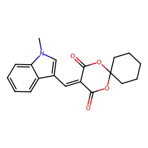 3-[(1-methyl-1H-indol-3-yl)methylene]-1,5-dioxaspiro[5.5]undecane-2,4-dione structure