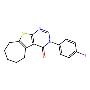 3-(4-iodophenyl)-3,5,6,7,8,9-hexahydro-4H-cyclohepta[4,5]thieno[2,3-d]pyrimidin-4-one structure