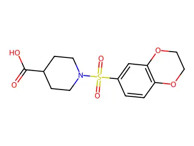 1-(2,3-Dihydro-1,4-benzodioxine-6-sulfonyl)piperidine-4-carboxylic acid structure