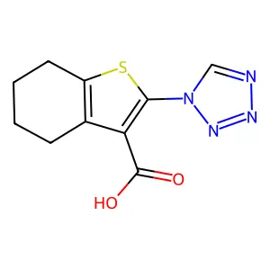 2-(1H-tetrazol-1-yl)-4,5,6,7-tetrahydro-1-benzothiophene-3-carboxylic acid structure