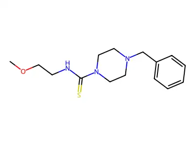 4-benzyl-N-(2-methoxyethyl)piperazine-1-carbothioamide structure