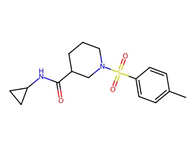 N-cyclopropyl-1-(4-methylphenyl)sulfonylpiperidine-3-carboxamide structure