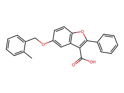 5-[(2-Methylphenyl)methoxy]-2-phenyl-1-benzofuran-3-carboxylic acid structure