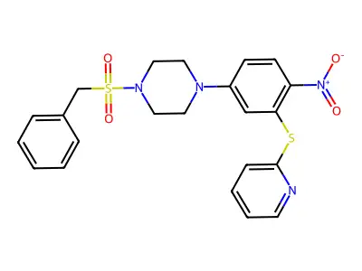 1-Benzylsulfonyl-4-(4-nitro-3-pyridin-2-ylsulfanylphenyl)piperazine structure