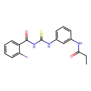 2-iodo-N-[[3-(propanoylamino)phenyl]carbamothioyl]benzamide structure