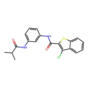 3-chloro-N-[3-(2-methylpropanoylamino)phenyl]-1-benzothiophene-2-carboxamide structure
