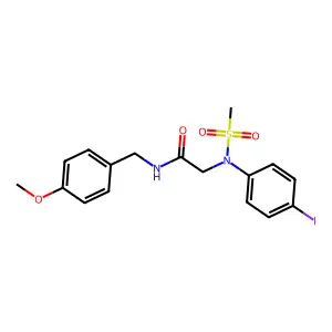 2-(4-iodo-N-methylsulfonylanilino)-N-[(4-methoxyphenyl)methyl]acetamide structure