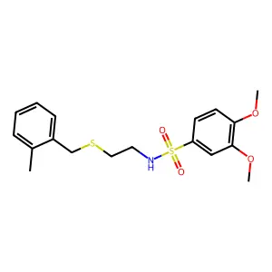 3,4-dimethoxy-N-{2-[(2-methylbenzyl)sulfanyl]ethyl}benzenesulfonamide structure