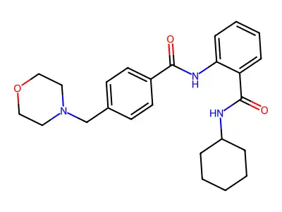 N-cyclohexyl-2-[[4-(morpholin-4-ylmethyl)benzoyl]amino]benzamide structure