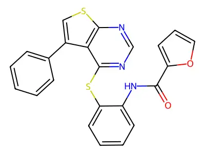 N-[2-(5-phenylthieno[2,3-d]pyrimidin-4-yl)sulfanylphenyl]furan-2-carboxamide structure