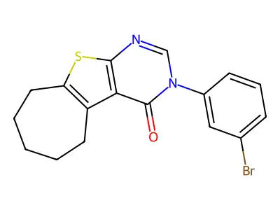 3-(3-bromophenyl)-3,5,6,7,8,9-hexahydro-4H-cyclohepta[4,5]thieno[2,3-d]pyrimidin-4-one structure