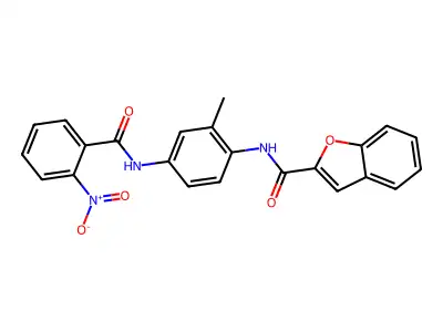 N-[2-methyl-4-[(2-nitrobenzoyl)amino]phenyl]-1-benzofuran-2-carboxamide structure