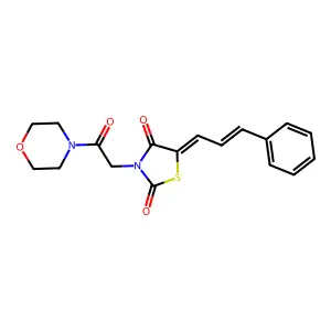 (5Z)-3-[2-(morpholin-4-yl)-2-oxoethyl]-5-[(2E)-3-phenylprop-2-en-1-ylidene]-1,3-thiazolidine-2,4-dione structure
