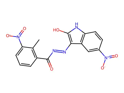 2-Methyl-3-nitro-N'-(5-nitro-2-oxoindolin-3-ylidene)benzohydrazide structure