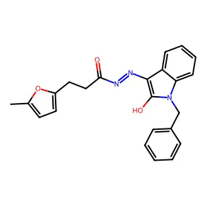 N'-[(3Z)-1-benzyl-2-oxo-1,2-dihydro-3H-indol-3-ylidene]-3-(5-methylfuran-2-yl)propanehydrazide structure
