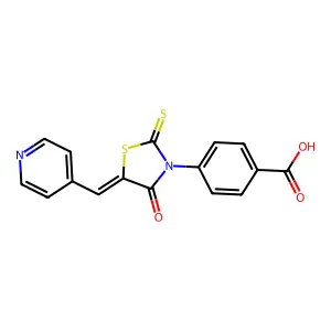 4-[(5Z)-4-oxo-5-(pyridin-4-ylmethylidene)-2-thioxo-1,3-thiazolidin-3-yl]benzoic acid structure