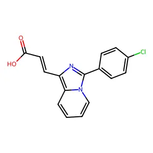 (E)-3-[3-(4-chlorophenyl)imidazo[1,5-a]pyridin-1-yl]prop-2-enoic acid structure