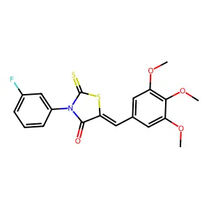 (Z)-3-(3-fluorophenyl)-2-thioxo-5-(3,4,5-trimethoxybenzylidene)thiazolidin-4-one structure