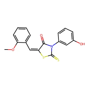 (5Z)-3-(3-hydroxyphenyl)-5-(2-methoxybenzylidene)-2-thioxo-1,3-thiazolidin-4-one structure