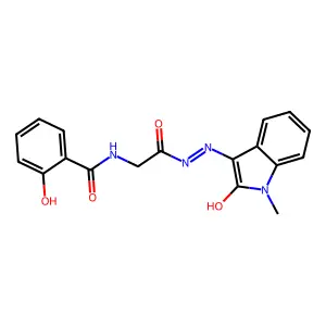 (E)-2-hydroxy-N-(2-(2-(1-methyl-2-oxoindolin-3-ylidene)hydrazinyl)-2-oxoethyl)benzamide structure