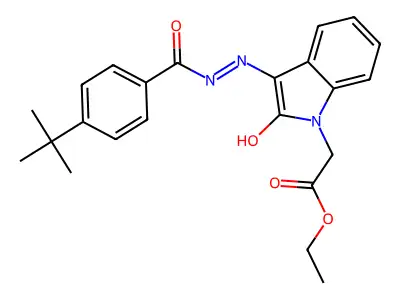 ET (3-((4-Tert-butylbenzoyl)hydrazono)-2-oxo-2,3-dihydro-1H-indol-1-YL)acetate structure