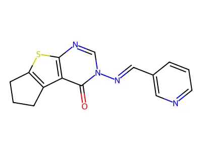 11-[(E)-[(pyridin-3-yl)methylidene]amino]-7-thia-9,11-diazatricyclo[6.4.0.0?,?]dodeca-1(8),2(6),9-trien-12-one structure