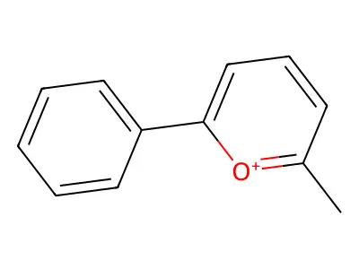 2-Methyl-6-phenylpyrylium structure